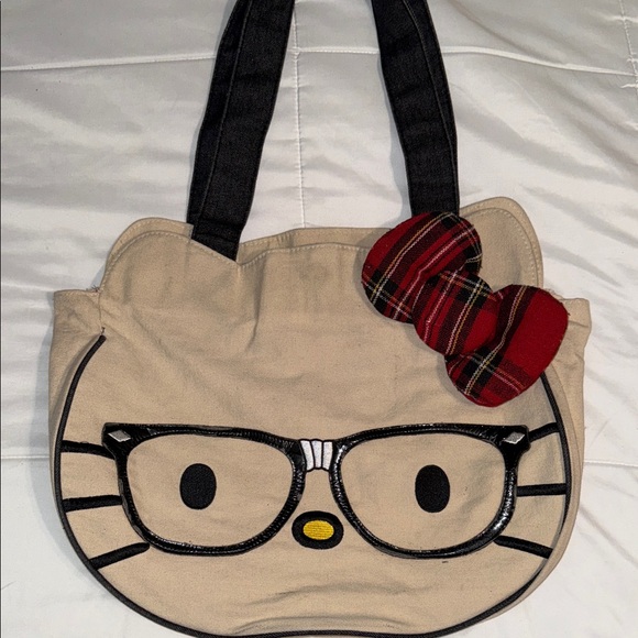 Sanrio Handbags - Sanrio Beige Tote with Red Plaid Bow